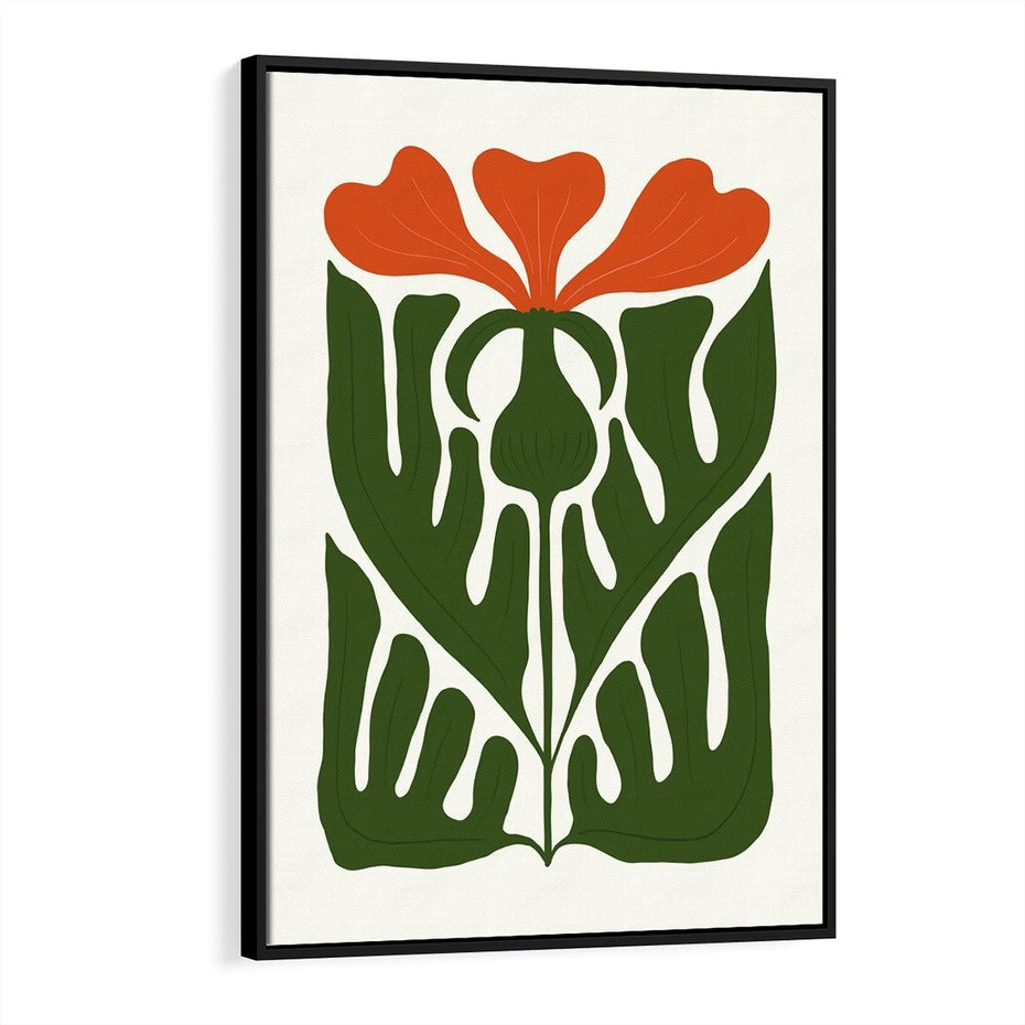 Obraz w ramie 50x70 - Minimalistyczny Urok Kwiatu - kwiat, sztuka nowoczesna - rama czarna