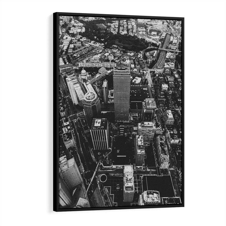 Obraz w ramie 50x70 - Kontrastujące miasto - miasto, biało - rama czarna