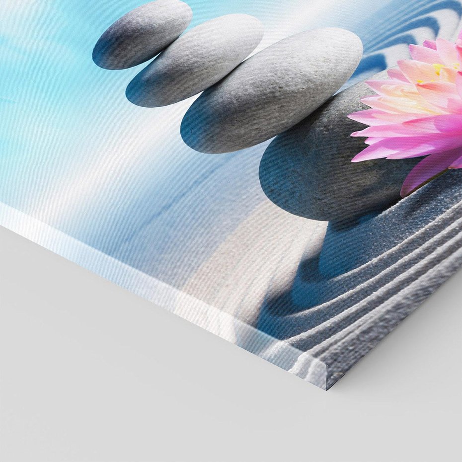 Obraz na płótnie 120x80 - Spokój Kamieni i Kwiatów w SPA - kamienie, piasek