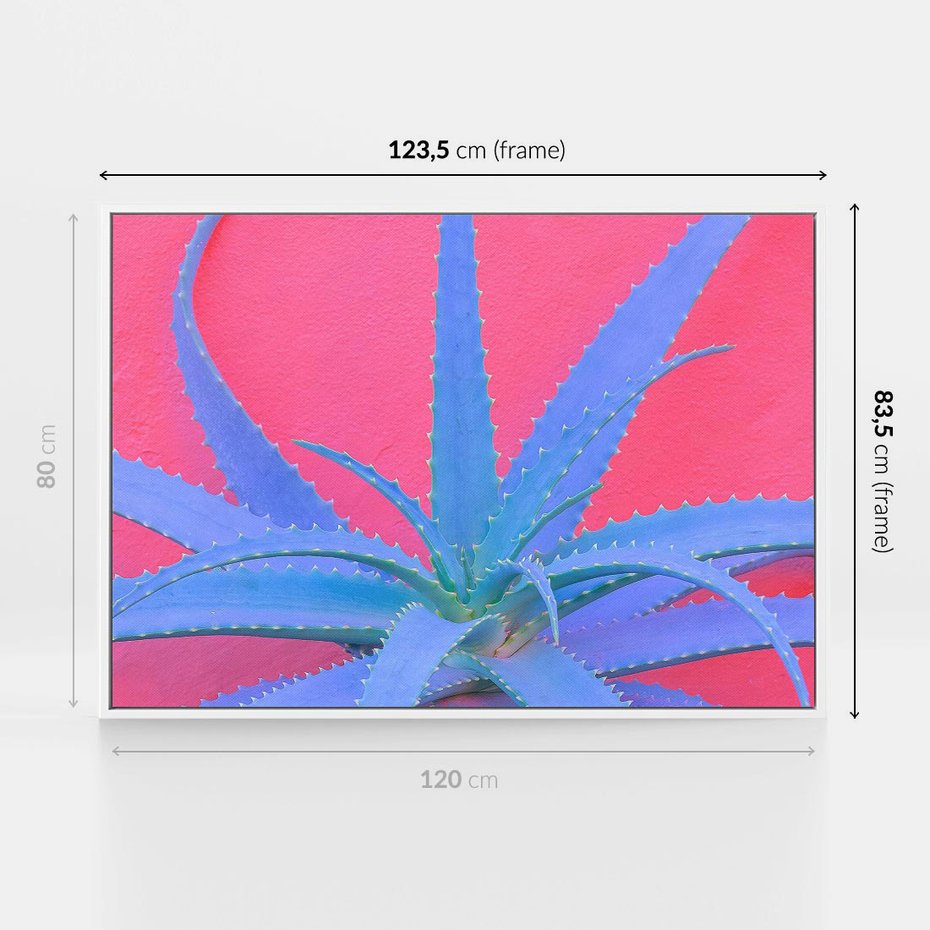 Obraz w ramie 120x80 - Piękno Pustyni - kaktusy, liście - rama biała