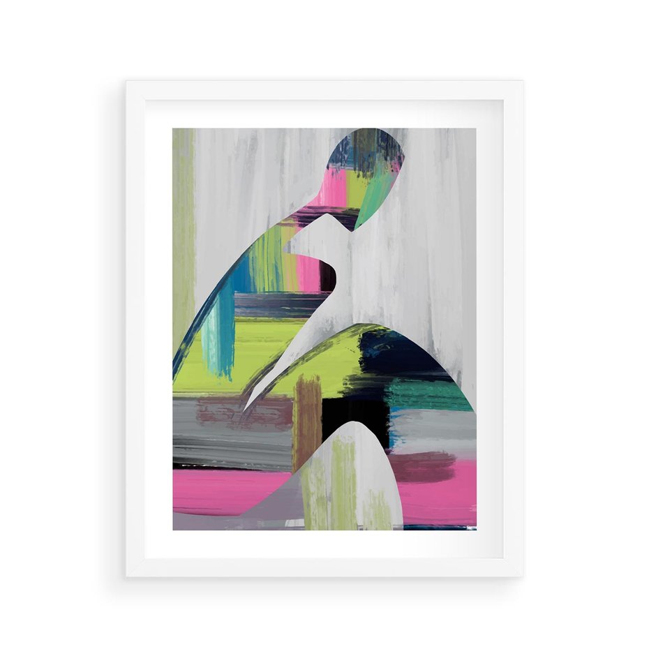 Plakat w ramie 40x50 - Impulsy Marzeń - abstrakcyjna sztuka, nowoczesny obraz - rama biała