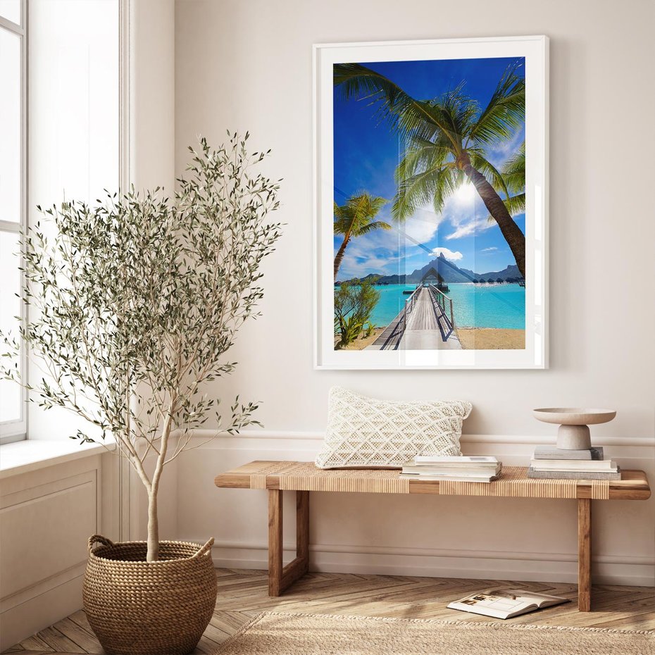 Plakat bez ramy 50x70 - Tropikalne palmy nad oceanem - palmy, ocean