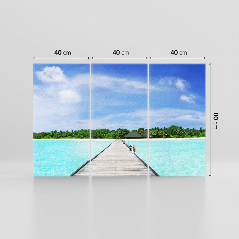 Obraz na płótnie 120x80 - Idylliczne molo na wyspie - plaża, molo