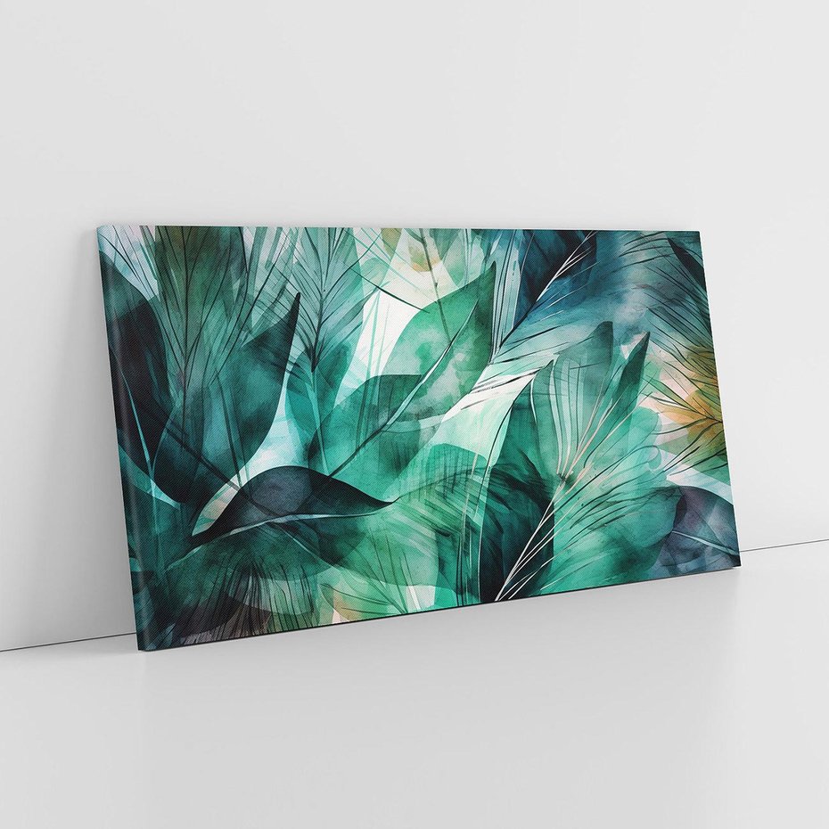 Obraz na płótnie 120x60 - Zieleń Tropików - tropikalne zielone liście palmy, monstera