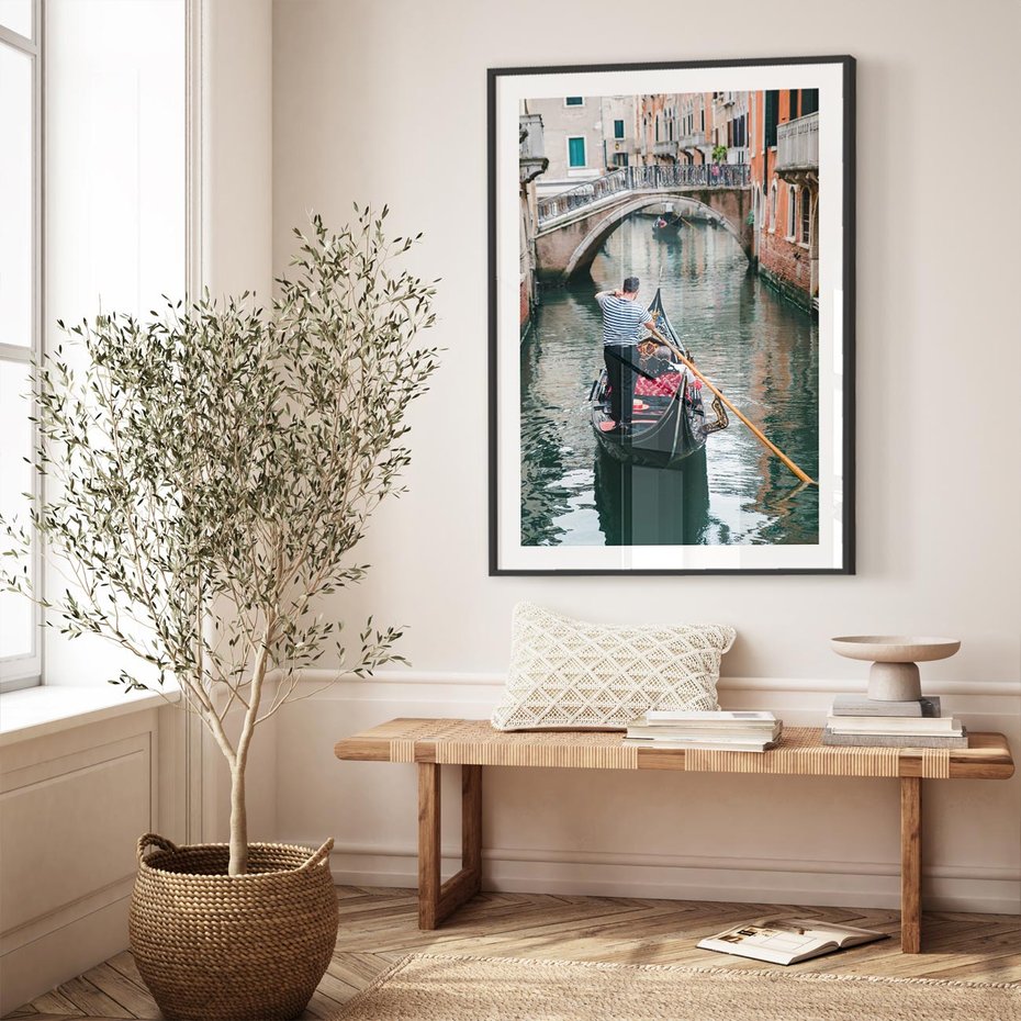 Plakat bez ramy 50x70 - Kanały Wenecji - gondola, Wenecja