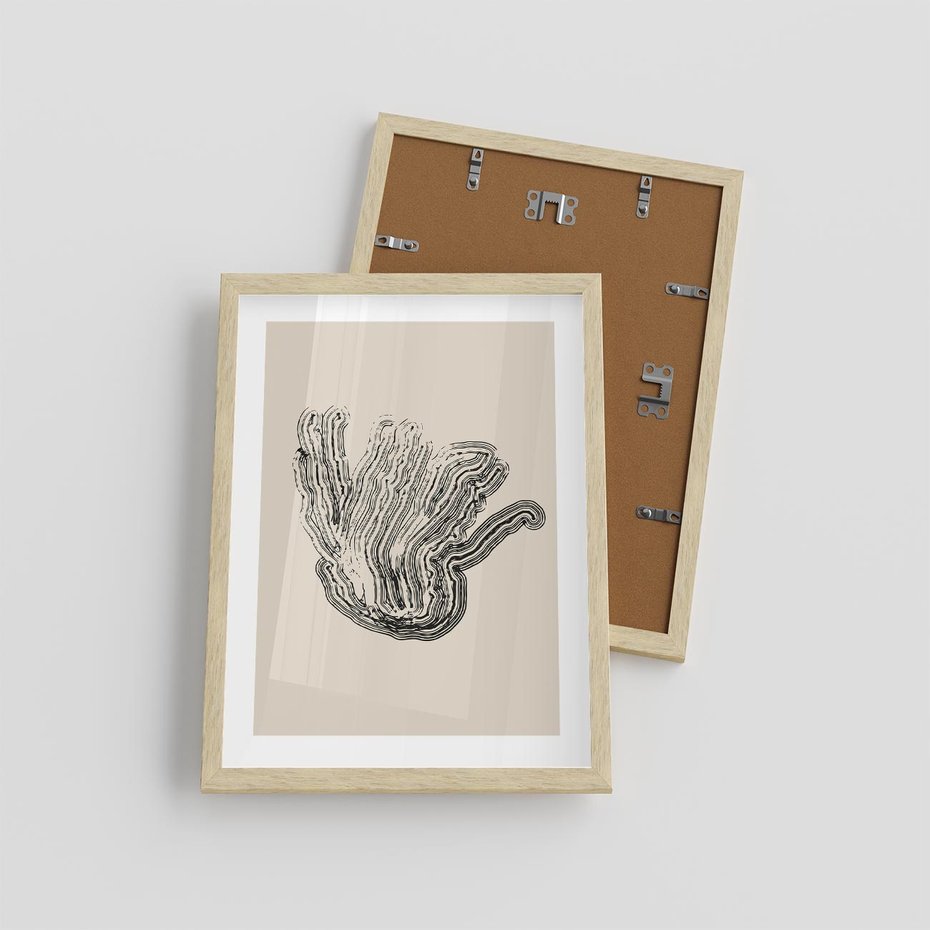 Plakat w ramie 30x40 - Abstrakcyjne Odbicie - abstrakcyjne odbicie, biało czarny - rama drewno