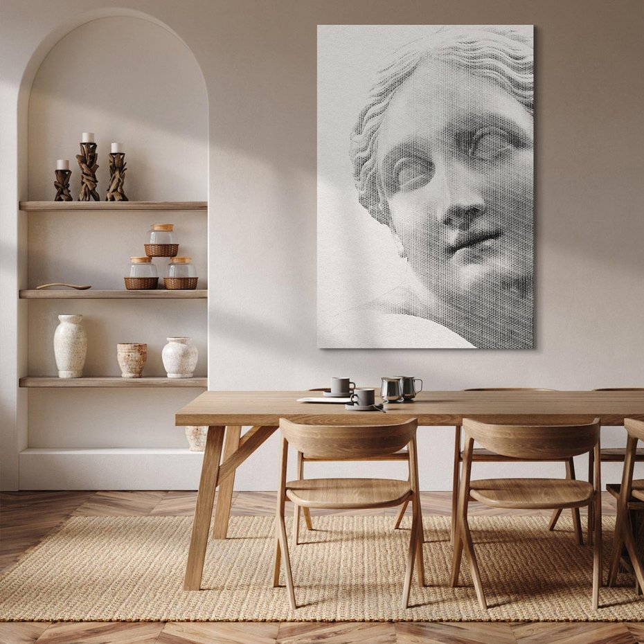 Obraz na płótnie 50x70 - Szarość w Kamieniu - monochromatyczna marmurowa rzeźba, odcienie szarości