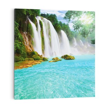 Obraz na płótnie 50x50 - Magia wodospadu - mistyczna dżungla - wodospad, dżungla
