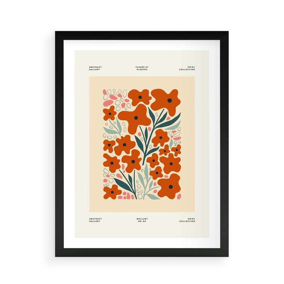 Plakat w ramie 50x70 - Refleksje Kolorowych Tajemnic - kwiaty, kompozycja - rama czarna