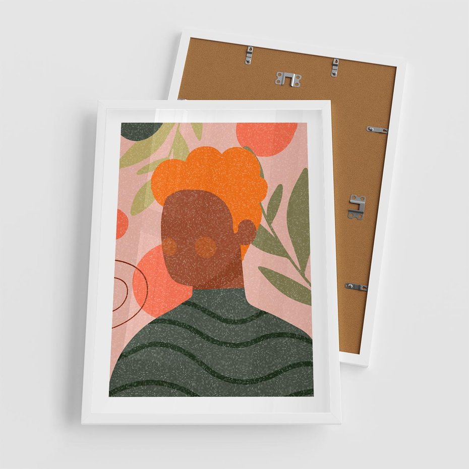 Plakat w ramie 50x70 - Kobieca Przestrzeń - nowoczesny plakat, styl retro - rama biała