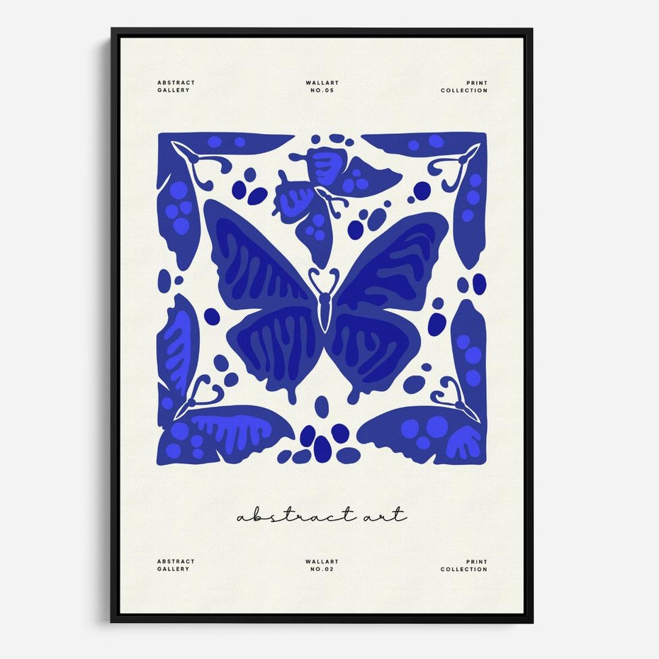 Obraz w ramie 70x100 - Wibracje Wnętrza - nowoczesny plakat, odcienie błękitu - rama czarna