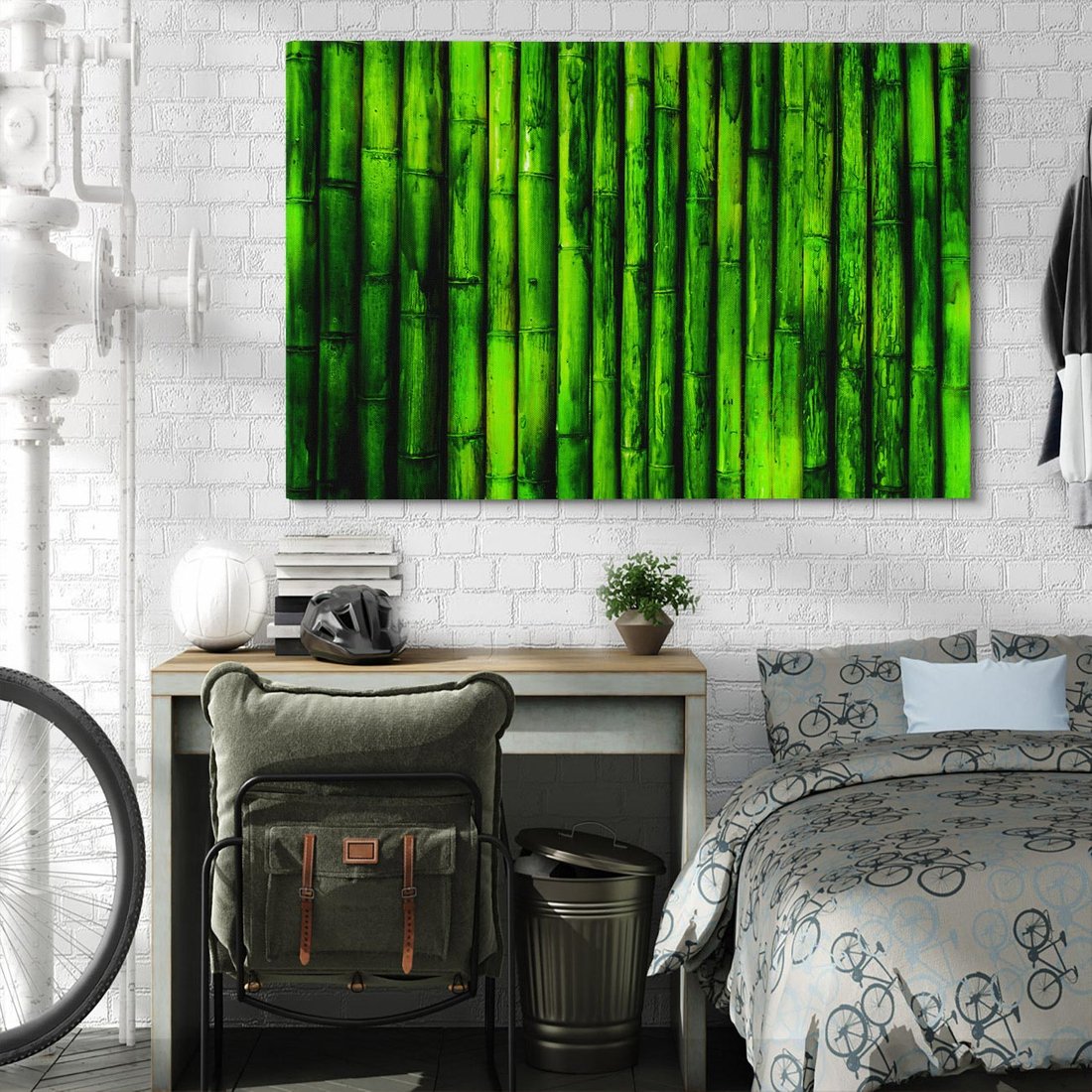 Obraz na płótnie 120x80 - Bambusowy urok zielonej harmonii - bambus, zieleń