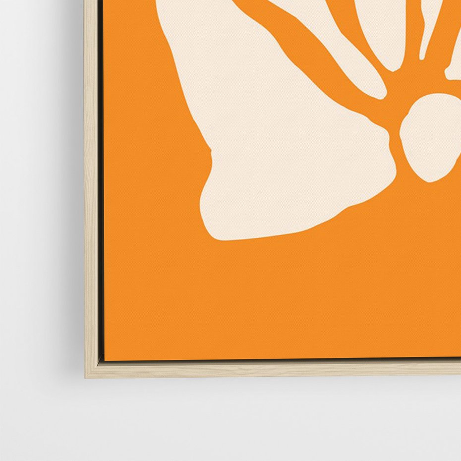 Obraz w ramie 50x70 - Wibracje Barw - abstrakcyjny boho plakat, pomarańczowe tło - rama drewno