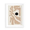 Plakat w ramie 50x70 - Eksploracja Abstrakcji - beżowa absrakcyjna kompozycja, czarny akcent - rama biała