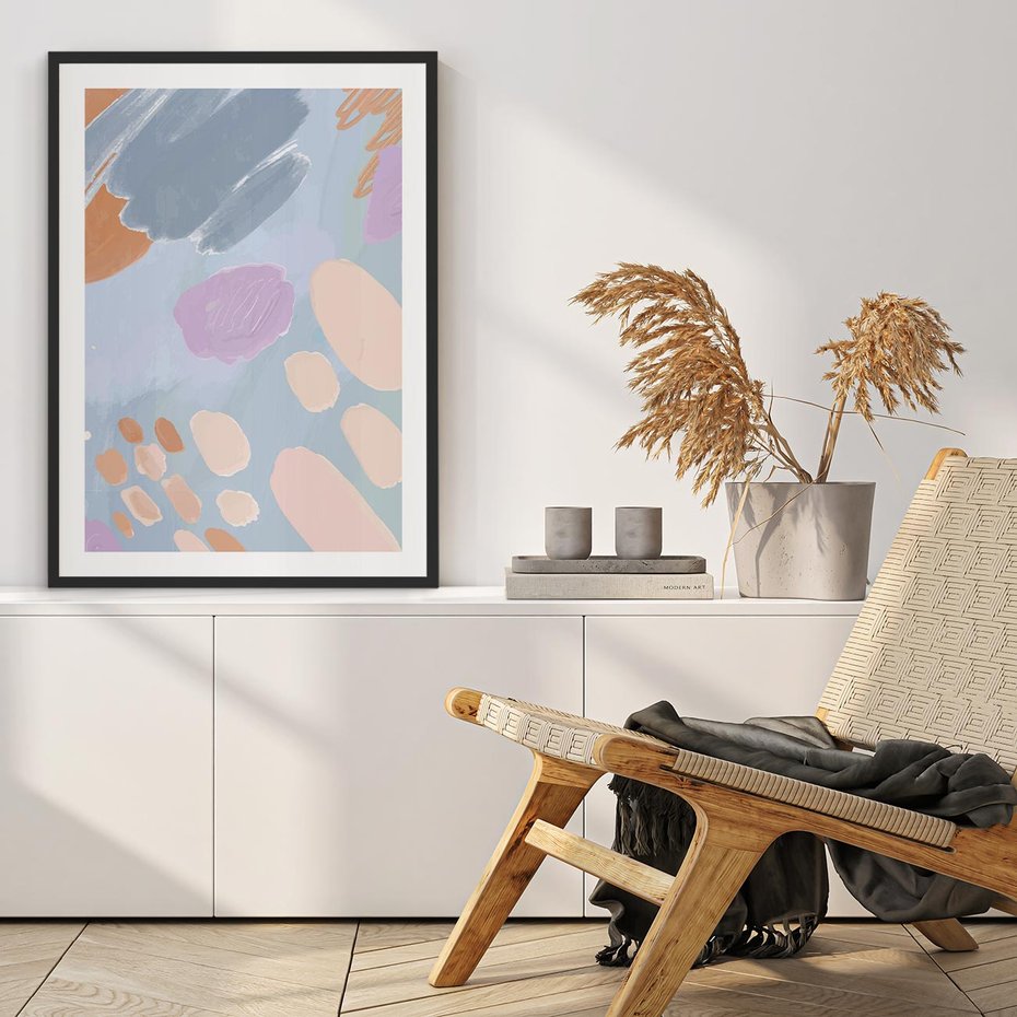 Plakat bez ramy 40x50 - Migocące Pastelowe Spektrum - abstrakcyjne akwarelowe plamy, pastele