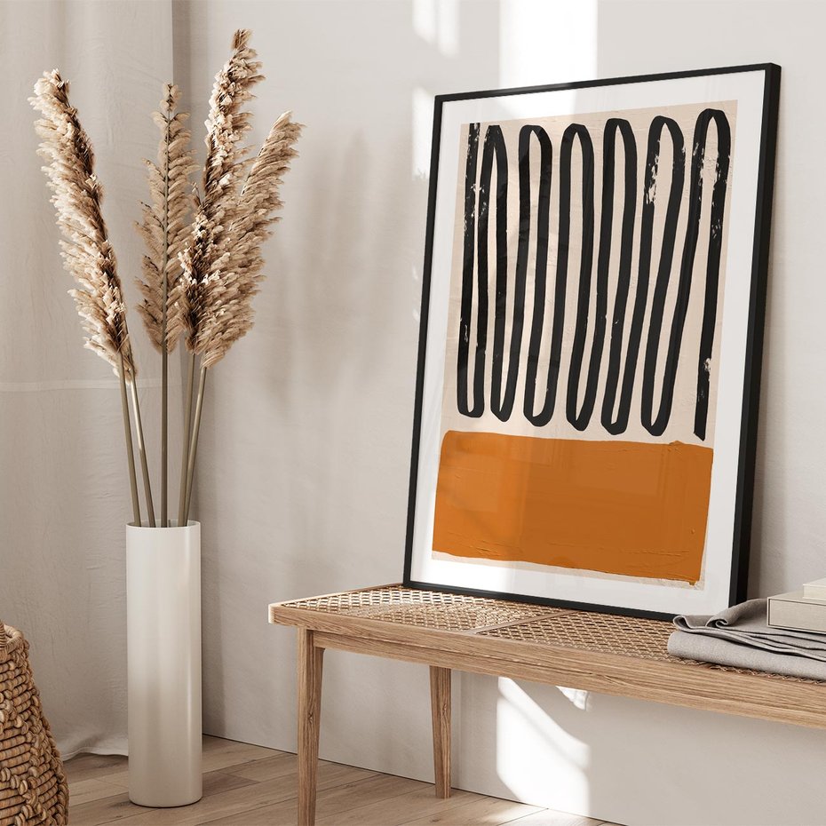 Plakat w ramie 30x40 - Boho Impulsy Kreatywności - abstrakcyjny plakat, brąz - rama czarna