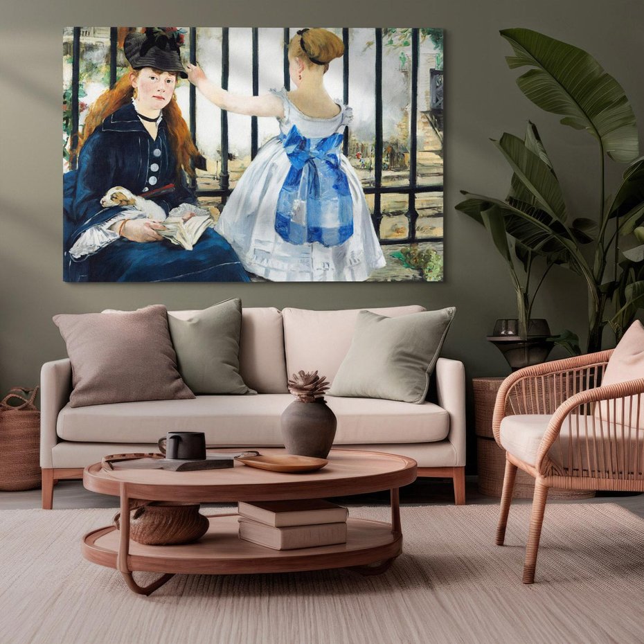 Obraz na płótnie 100x70 - "Kolej" (1873) Edouard Manet - Reprodukcja - reprodukcja, obraz na płótnie