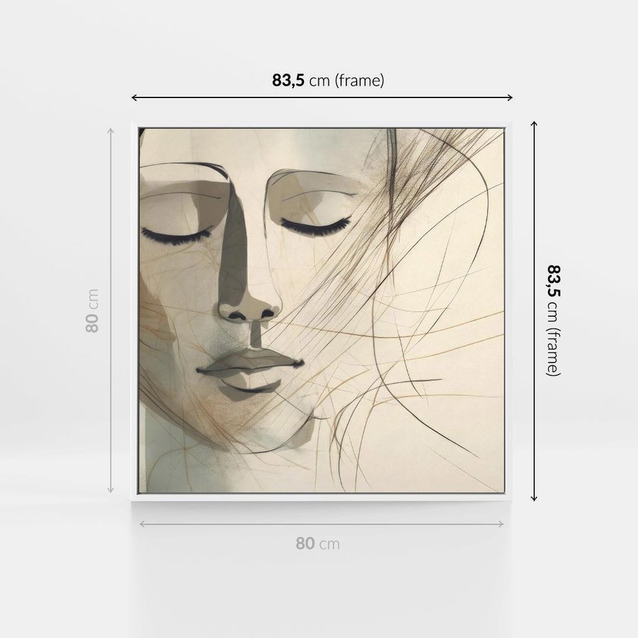 Obraz w ramie 80x80 - Tylko Zamknij Oczy - twarz kobiety, zamknięte oczy - rama biała