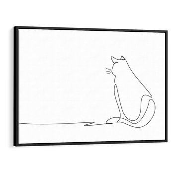 Obraz w ramie 70x50 - Koci Szkic - szkic, line art - rama czarna