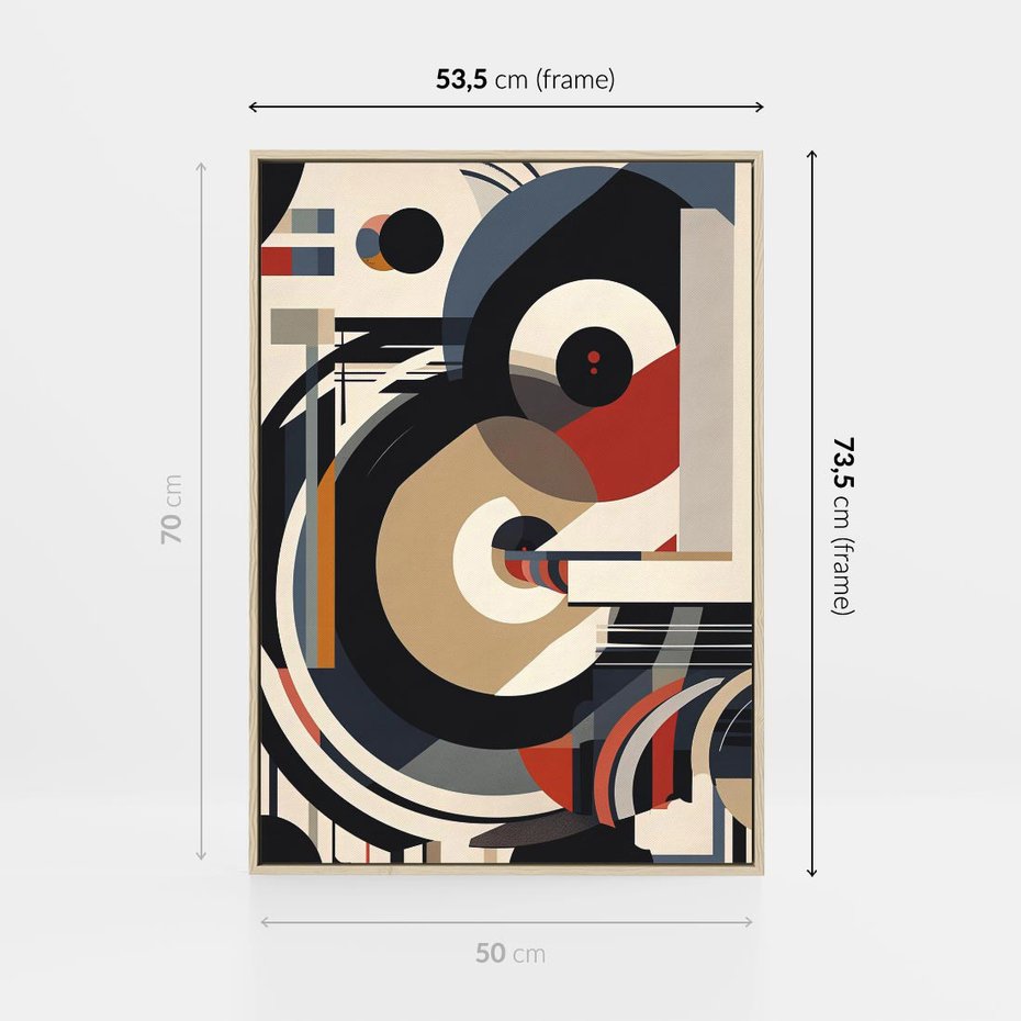 Obraz w ramie 50x70 - Wibracje Marzeń - abstrakcyjny obraz, geometryczne koła - rama drewno