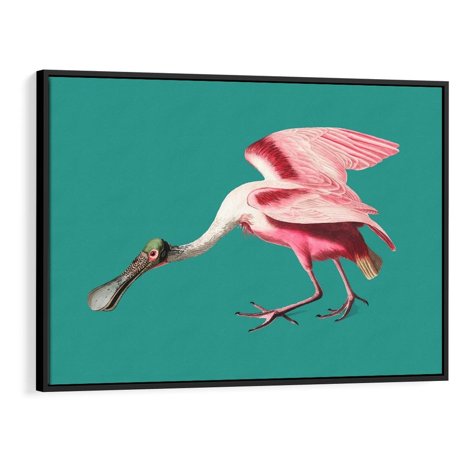 Obraz w ramie 100x70 - Różowy Ptak Wyobraźni - różowy ptak, wyobraźnia - rama czarna