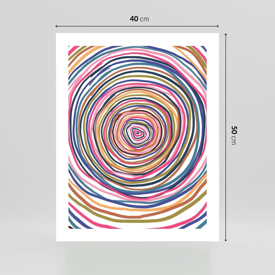 Plakat bez ramy 40x50 - Cyrkulująca Harmonia - kolorowe etniczne wzory, tęczowe żywe kolory