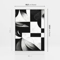 Obraz w ramie 80x120 - Harmonia świateł i cieni - abstrakcja czarno biała, geometria - rama biała