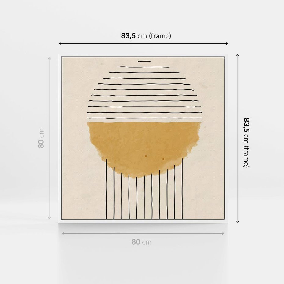 Obraz w ramie 80x80 - Podróżne Kreski - akwarelowa plama, geometryczne szkicowane kształty - rama biała