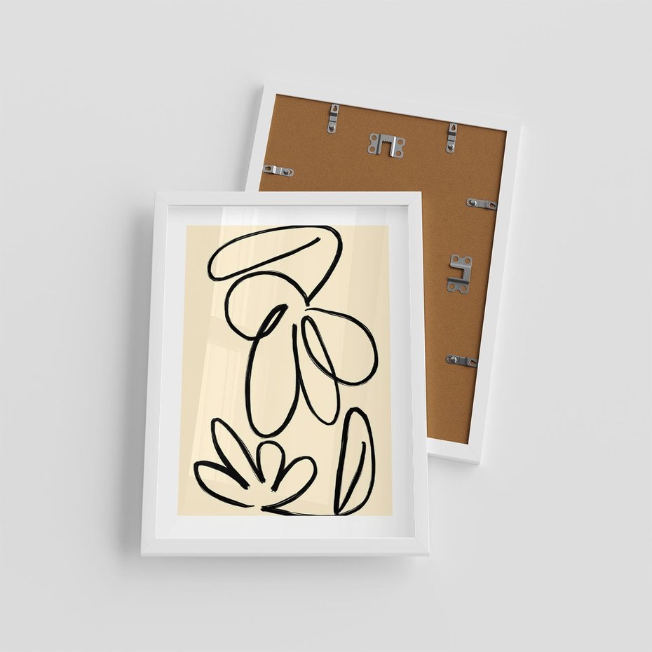 Plakat w ramie 30x40 - Złamane Granice - abstrakcyjna sztuka, przypominająca kwiat - rama biała