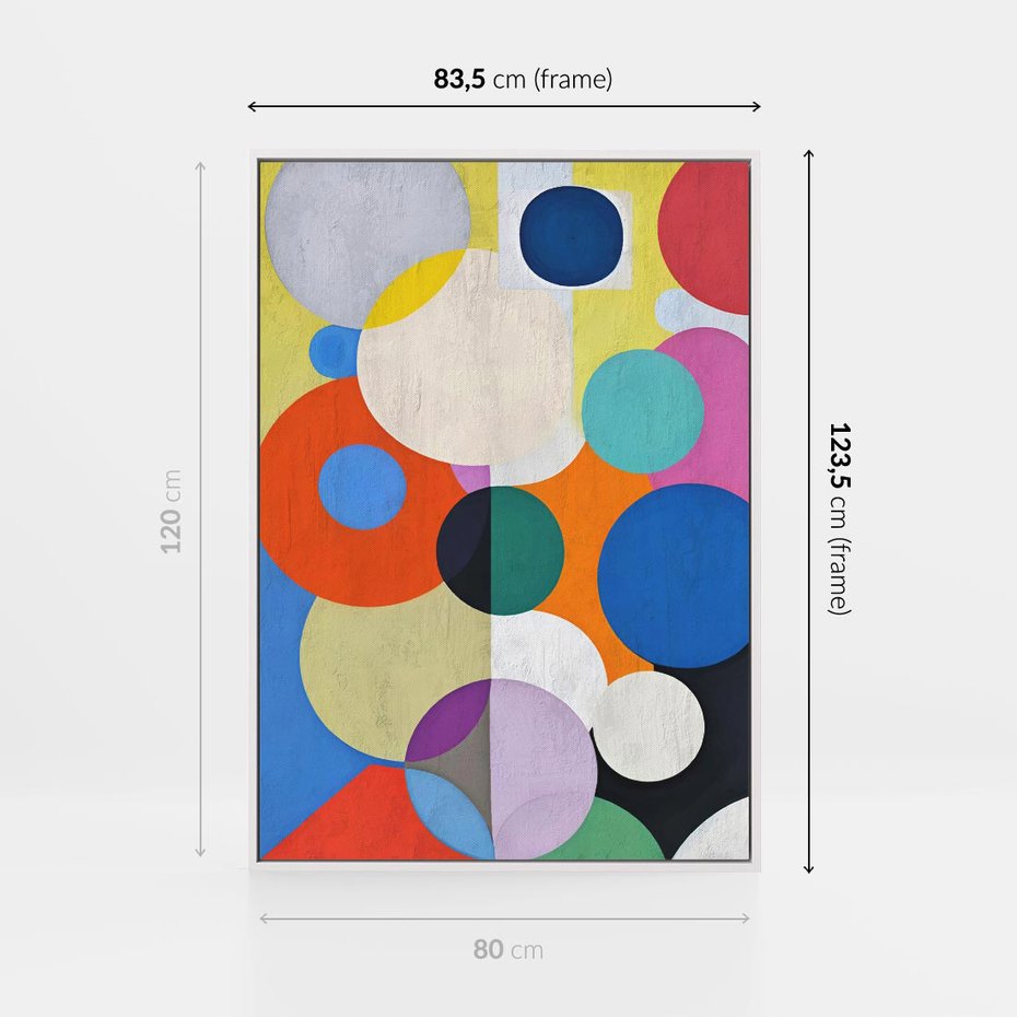 Obraz w ramie 80x120 - Tajemnicze Odbicia Czasu - abstrakcyjne geometryczne kształty, olejny obraz - rama biała