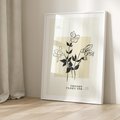 Plakat w ramie 40x50 - Malowane szkicowe tęsknoty - kwiaty, typografia - rama biała