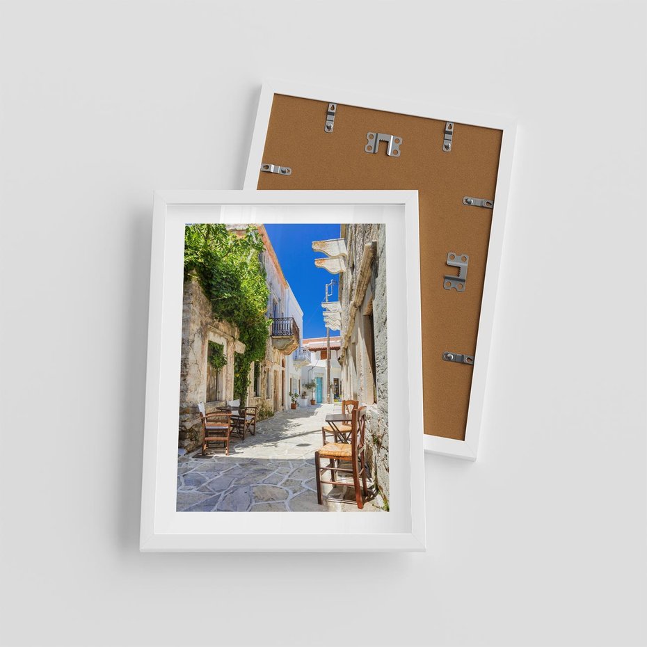 Plakat w ramie 30x40 - Magiczny Spacer - uliczka, perspektywa - rama biała