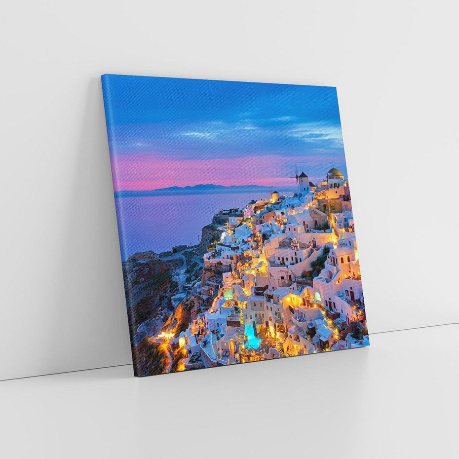 Obraz na płótnie 30x30 - Wyblakłe wspomnienia gwiazd - Santorini, wieczór