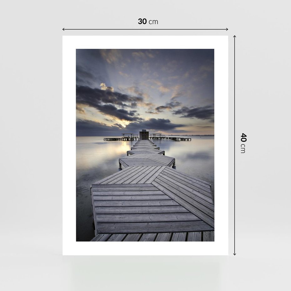 Plakat bez ramy 30x40 - Spokój nad Jeziorem - pomost, jezioro