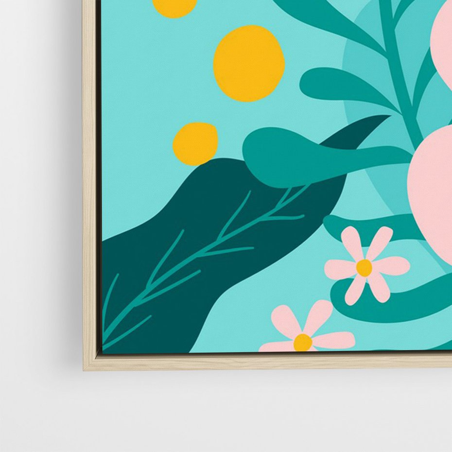 Obraz w ramie 50x70 - Kwiatowy Impuls - pastelowa kompozycja, kwiaty - rama drewno