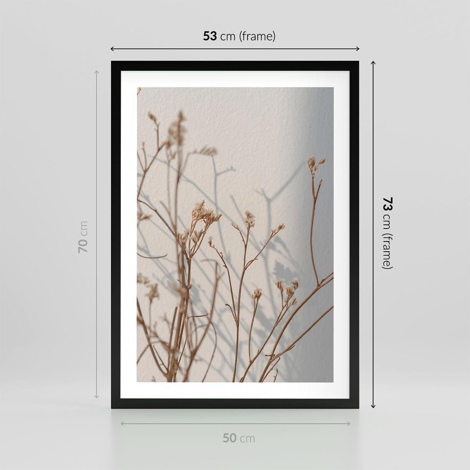 Plakat w ramie 50x70 - Boho gałązki suche - gałązki, suche - rama czarna