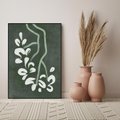 Obraz w ramie 70x100 - Rozkwitające Zielone Gałęzie - abstrakcyjne delikatne zielone linie, podobne do gałęzi kwiatów - rama czarna