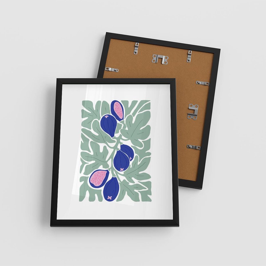 Plakat w ramie 40x50 - Figi Fioletu - figi, sztuka nowoczesna - rama czarna