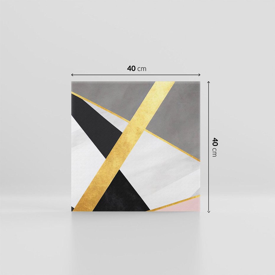 Obraz na płótnie 40x40 - Pudrowe Abstrakcyjne Lustra - złote abstrakcyjne linie, szarość