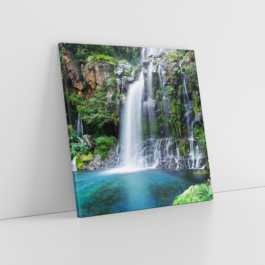 Obraz na płótnie 80x80 - Tropikalny Wodospad - wodospad, tropikalny