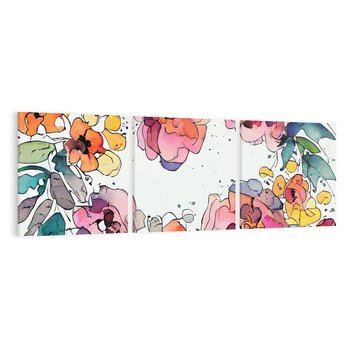 Obraz na płótnie 150x50 - Rozkwitające marzenia - akwarelowe kwiaty, kolory