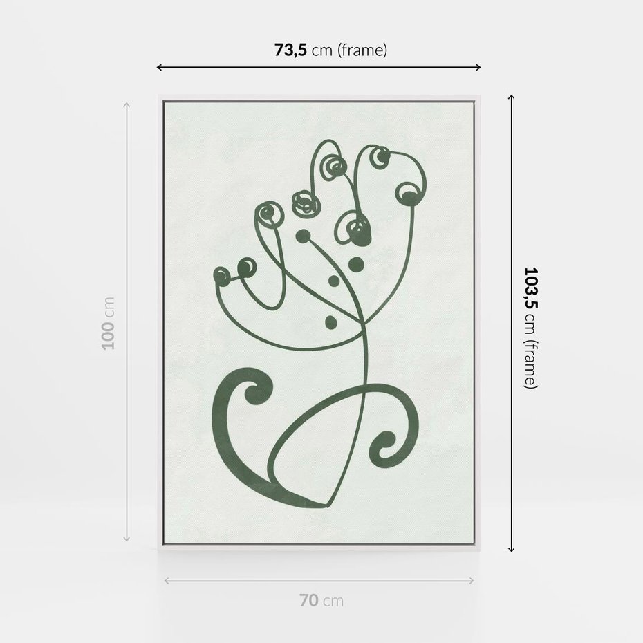 Obraz w ramie 70x100 - Zieleń Wyjątkowego Ukojenia - zielony odcień, abstrakcja - rama biała