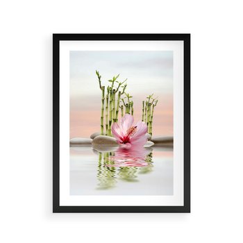 Plakat w ramie 40x50 - Harmonia i relaks - spa, bambus - rama czarna