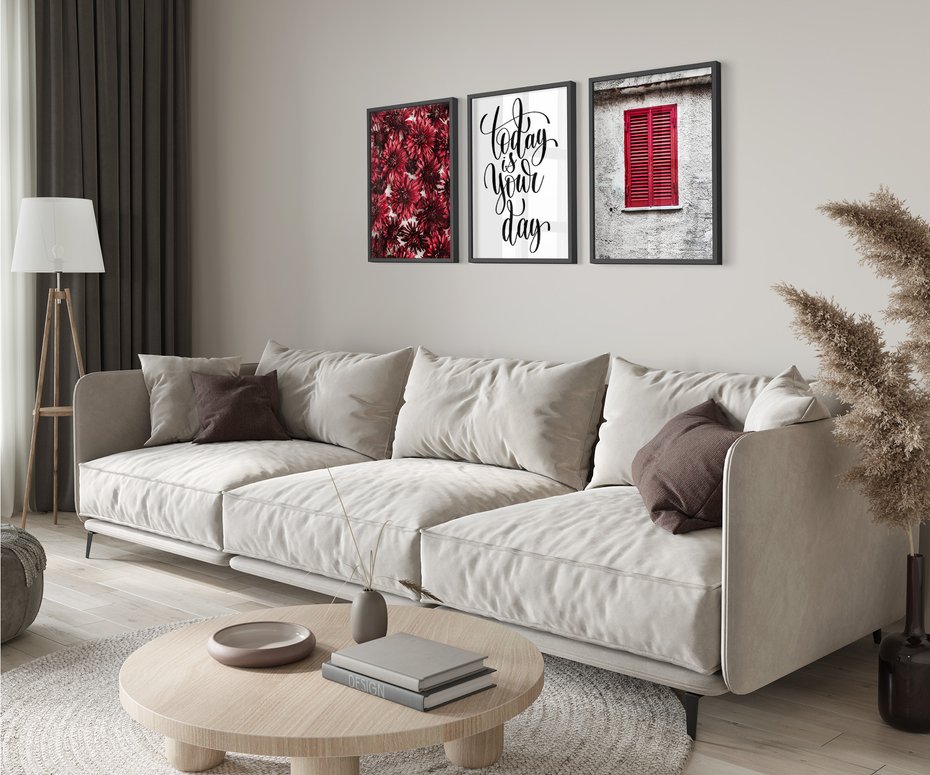 Zestaw obrazy w ramie 50x70 galeria - Twój, dzień, cytat, motywacja - rama czarna