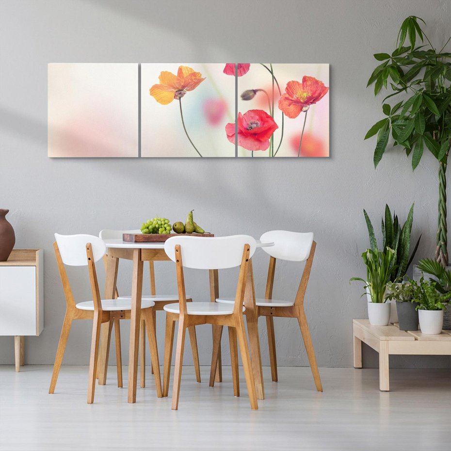 Obraz na płótnie 90x30 - Urok natury - kwiaty, akwarela