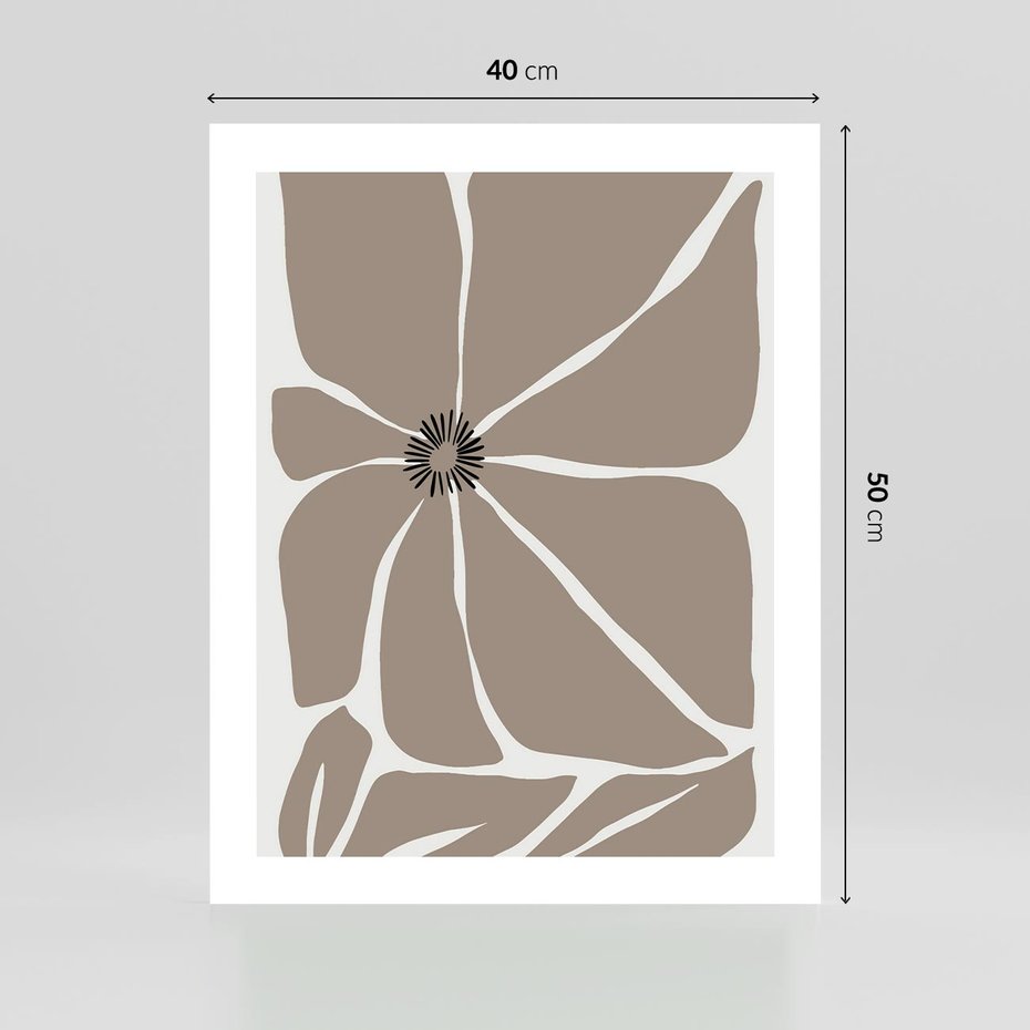 Plakat bez ramy 40x50 - Złudne Zmysły - abstrakcyjny kwiat, beże i brązy