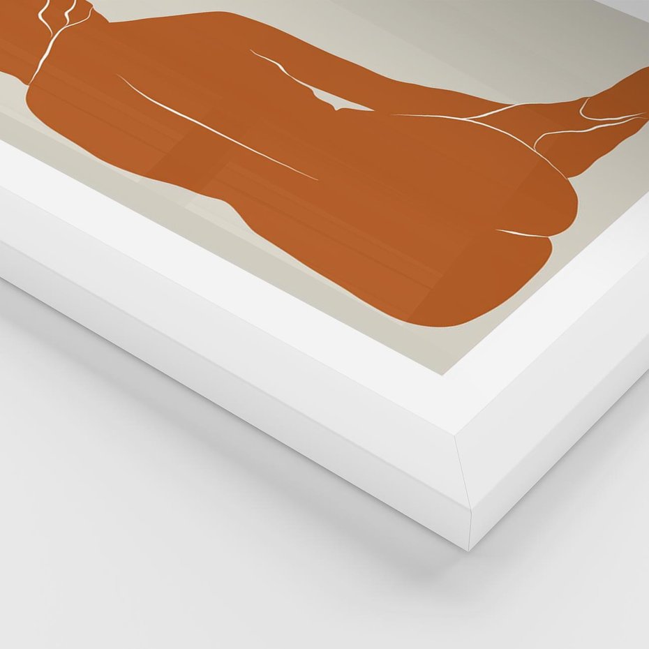 Plakat w ramie 50x70 - Kobieca Sylwetka w Stylu Modernistycznym - modernistyczny pakat, kobieca sylwetka - rama biała