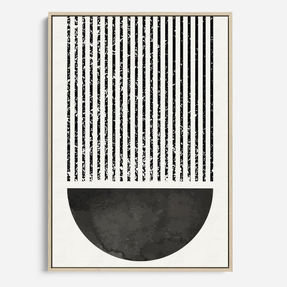 Obraz w ramie 50x70 - Taniec Impulsów - abstrakcyjne czarno białe formy, minimalizm - rama drewno