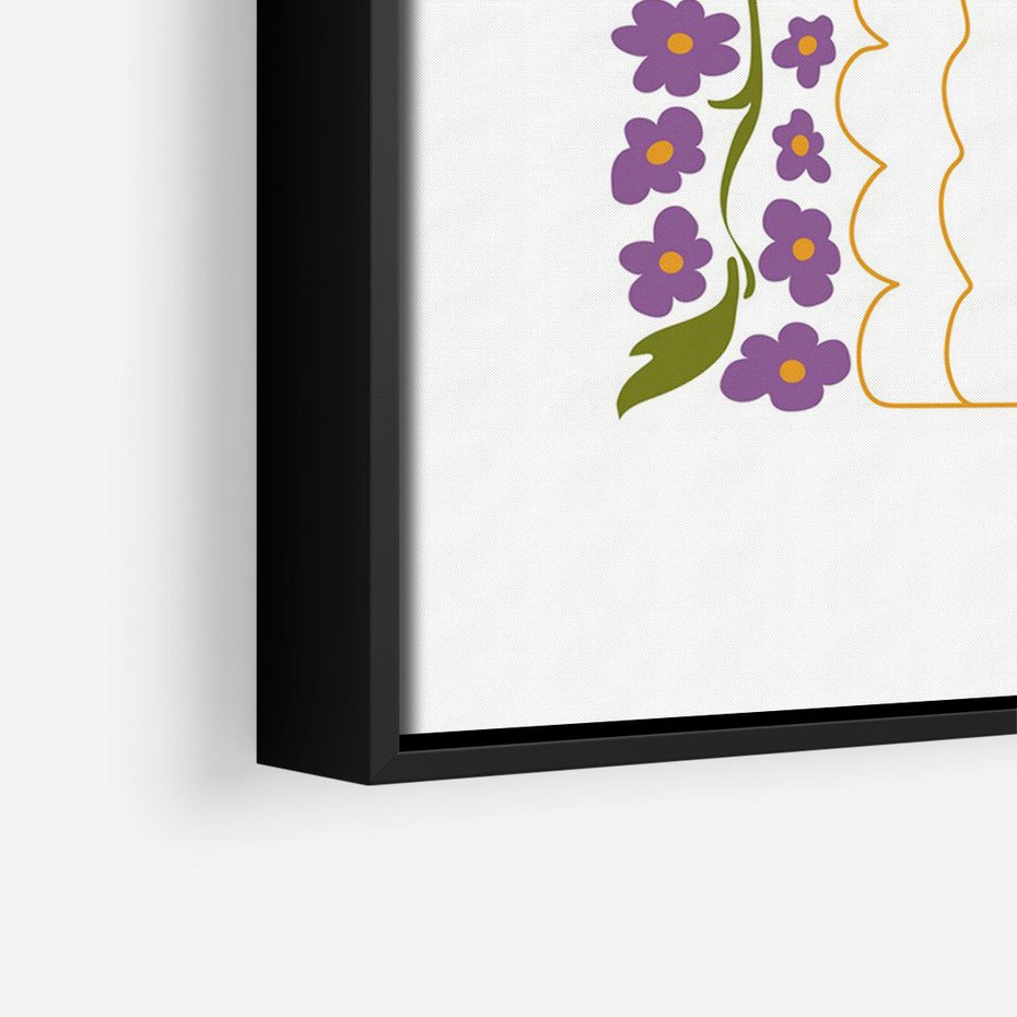 Obraz w ramie 50x70 - Witalność Kwiatów - kwiaty w wazonie, minimalistyczna kompozycja - rama czarna