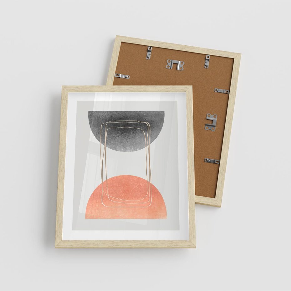 Plakat w ramie 40x50 - Sztuka Abstrakcji - minimalistyczny boho obraz, abstrakcyjny - rama drewno